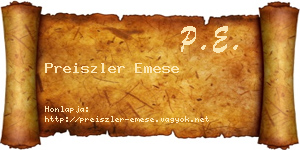 Preiszler Emese névjegykártya